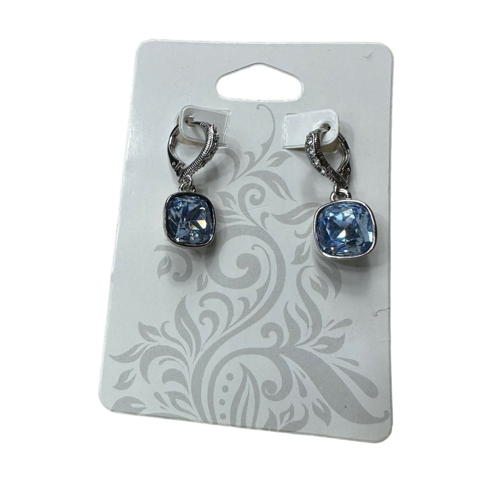 Givenchy Blue Crystal Silver Dangle Earrings - image 3